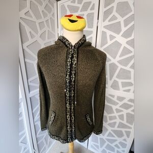 Alpaca Imports Hooded Zip Up Sweater Men's US Large* Olive Green